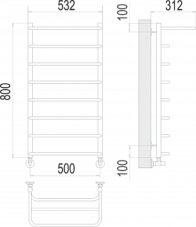 Полка П8 500х800  Полотенцесушитель  TERMINUS Елабуга - фото 3