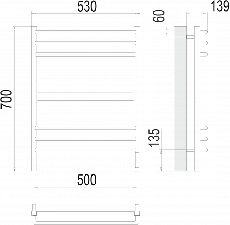 Соренто П9 500х700 электро (sensor quick touch) Полотенцесушитель  TERMINUS Елабуга - фото 3