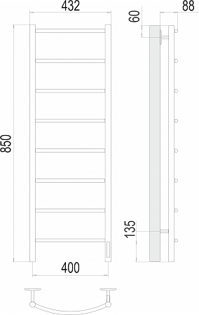 Классик П8 400х850 Электро (quick touch) Полотенцесушитель TERMINUS Елабуга - фото 3 Классик П8 400х850 Электро (quick touch) Полотенцесушитель TERMINUS Елабуга - фото 3