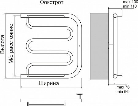 Фокстрот AISI 32х2 600х400 Полотенцесушитель  TERMINUS Елабуга - фото 3