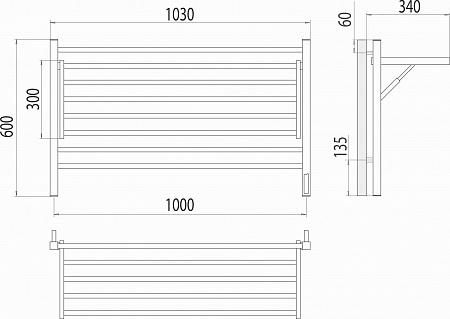 Горизонт П8 1000х600 электро КС ЧЕРНЫЙ МУАР (sensor quick touch) Полотенцесушитель TERMINUS Елабуга - фото 5